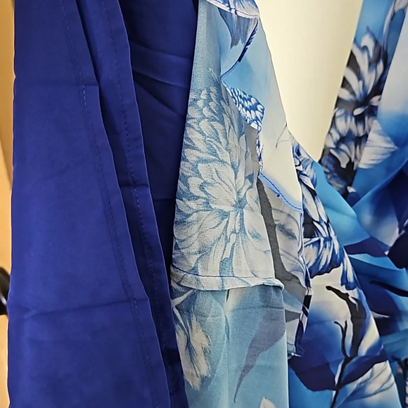 KAREN MILLEN Blue Floral Georgette Woven Halter Pleated Jumpsuit NWT sz. 4 - Picture 8 of 8